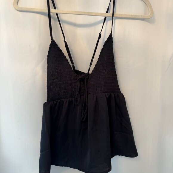 Black Flowy Babydoll Cami with Crossed Back - Picture 1 of 2